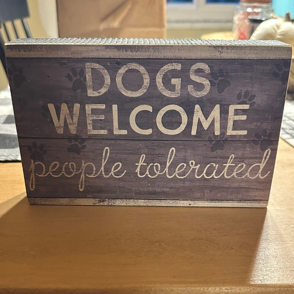 Dogs Welcome Decorative Wooden Sign - Brown